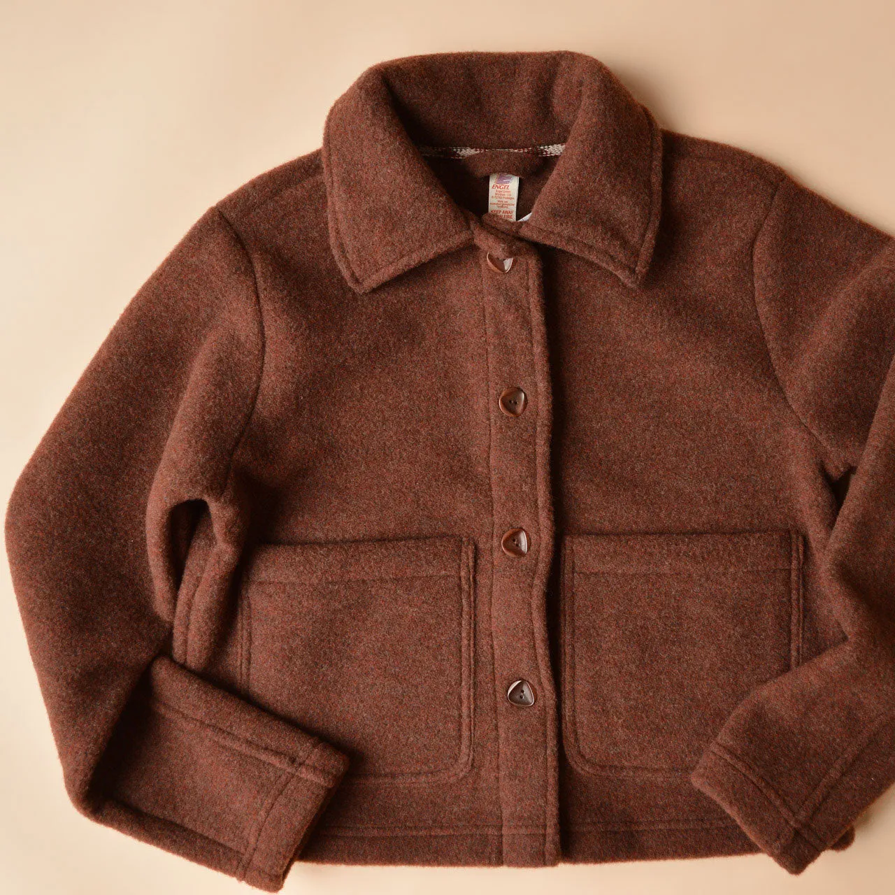 Women's Short Jacket - 100% Organic Wool Fleece - Cinnamon (M) *Last One!