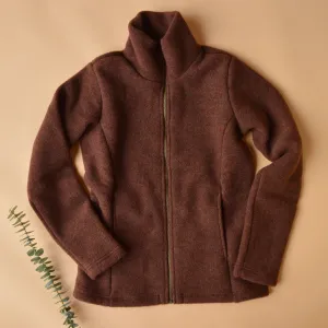 Women's Zip Jacket - 100% Organic Wool Fleece - Cinnamon (S) *Last One!