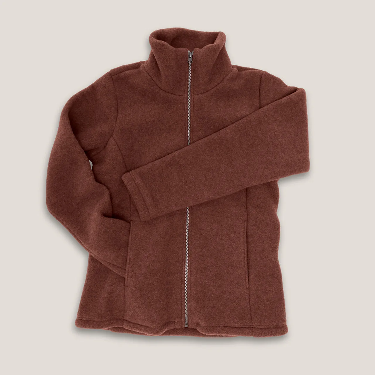 Women's Zip Jacket - 100% Organic Wool Fleece - Cinnamon (S) *Last One!